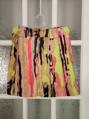 Jamie Sadock Neon Abstract Mini Skort in Pink, Lime & Black on Tan